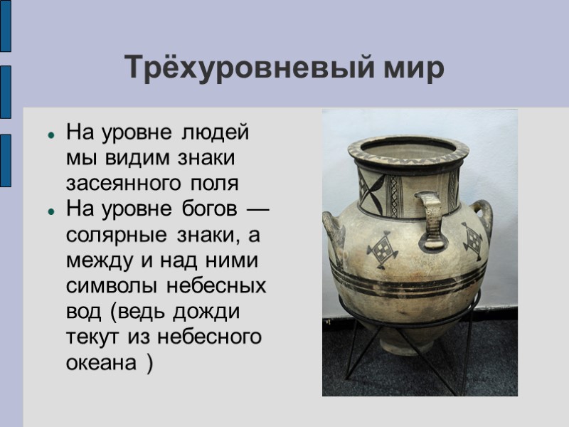 Трёхуровневый мир На уровне людей мы видим знаки засеянного поля На уровне богов — Трёхуровневый мир На уровне людей мы видим знаки засеянного поля На уровне богов —